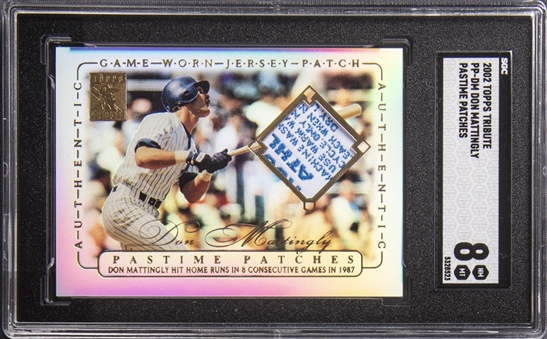 2002 Topps Tribute "Pastime Patches" #PPDM Don Mattingly Laundry Tag Patch Card - SGC NM-MT 8